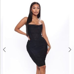 Mesh Corset Mini Dress - Black